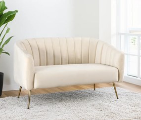 Design kétszemélyes kanapé, bézs Velvet szövet/gold króm-arany, BAGY