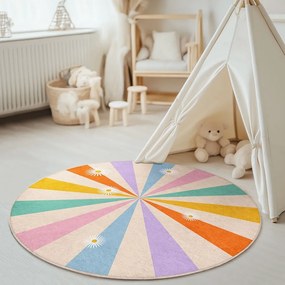Mosható gyerek szőnyeg ø150 cm Rainbow Daisy – Mila Home