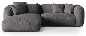 Szürke bársony moduláris sarokkanapé (bal oldali-heverő résszel) Martina – Micadoni