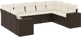 vidaXL 9 részes barna polyrattan kerti ülőgarnitúra párnákkal