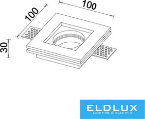 UNIVERSO Gipsz süllyesztett spot lámpatest 1xGU10 100x100x30mm IP20 fehér
