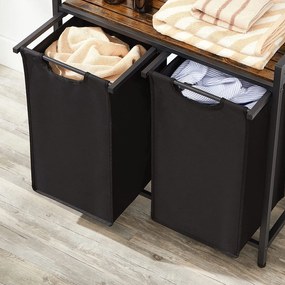 Szennyestartó, szennyes kosár 2 x 46 liter, rusztikus barna