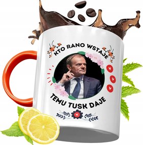 Donald Tusk Narancssárga Bögre Ajándék, fényképes nyomattal