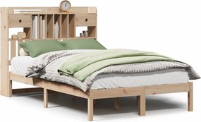 vidaXL tömör fenyőfa könyvespolcos ágy matrac nélkül 135 x 190 cm