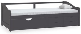 szürke 3 személyes tömör fenyőfa kanapéágy fiókokkal 90x200 cm