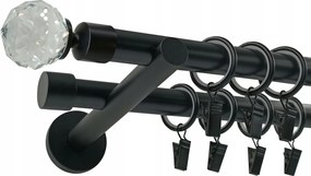 Dupla Függönykarnis 19+19mm Fekete Matt 140cm Crystal