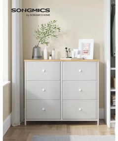 Tároló szekrény hat fiókkal, ruhás szekrény, fehér és tölgy 80x30x85cm