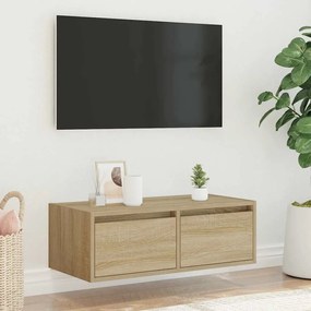 TV szekrény LED világítással sonoma tölgyfa 75x35,5x25 cm