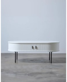 Fehér dohányzóasztal tölgyfa dekorral 60x120 cm Nola – Unique Furniture
