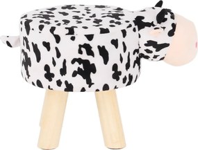 Puff kistehén alakban, Velvet anyag fehér/fekete/natúr, MOLLY
