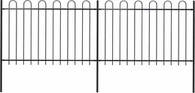 vidaXL fekete acélkerítés karikás tetejű 359 x 120 cm