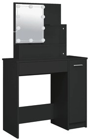 fekete LED.es fésülködőasztal 86,5 x 35 x 136 cm