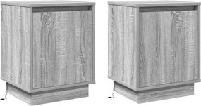 vidaXL Éjjeliszekrény 2 pcs Szürke 39 x 34,5 x 50 cm Faanyag