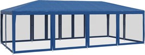 Kék HDPE rendezvénysátor 12 hálós oldalfallal 8 x 4 m
