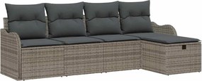 vidaXL Kerti Kanapé Szett párnával tárolóval 5 pcs Szürke polirattan