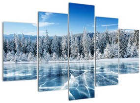 Kép a befagyott tóról és a havas fákról (150x105 cm)