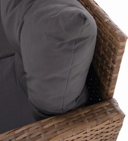 Kerti rattan szett, szürkésbarna/világosbarna, SAGIR