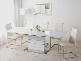 Étkezőasztal Fehér Rozsdamentes Acél 180/220 x 90 cm Bővíthető HAMLER Beliani
