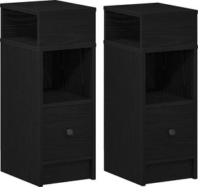 vidaXL 2 db fekete éjjeliszekrény fiókkal 25 x 31 x 66 cm