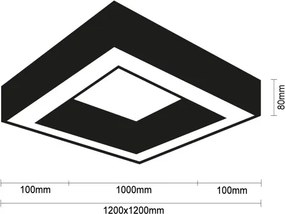 LED mennyezeti lámpatest LED/150W/230V 3000/4000/6500K 120x120 cm fekete