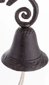 Öntöttvas fekete madárka pár fali kolomp jutakötéllel 28x15x10cm