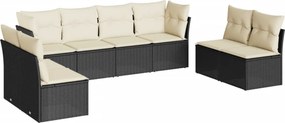 vidaXL 8 részes fekete polyrattan kerti ülőgarnitúra párnákkal