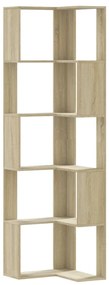 5 szintes sonoma tölgy szerelt fa sarok könyvespolc 50x50x179cm