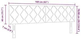 Fejtámla Gyémánt Téglablokkok Formával Sötétszürke 160 cm Bársonyos