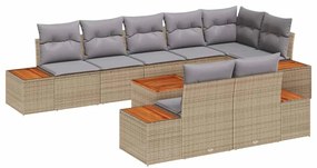 vidaXL Kerti Kanapé Szett párnával 9 pcs Bézs Poli rattan