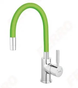 Zumba álló mosogató csaptelep elasztikus kifolyócsővel, Zöld-Króm