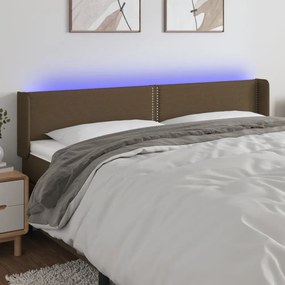 sötétbarna szövet LED-es fejtámla 183 x 16 x 78/88 cm