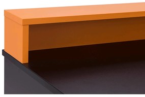 Számítógépasztal/gamer asztal, fekete matt/narancssárga, TEZRO