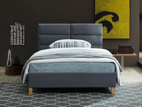 Kárpitozott ágy SIERRA VELVET 120 x 200 cm szín szürke / tölgy