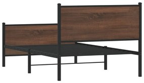 barna tölgy színű fém ágykeret matrac nélkül 100 x 200 cm
