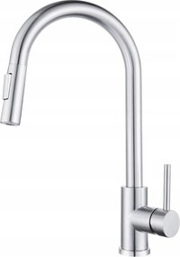 Konyhai Mosogató Csaptelep Kihúzható Kifolyócsővel Króm 2 Funkciós Ezüst