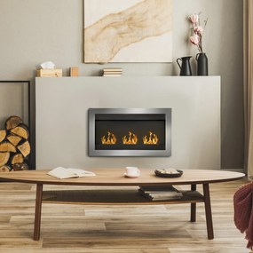 HOMCOM Fali Bioetanol Kandalló 3 Rozsdamentes Acél Égővel 110 x 63 x 16 cm | Aosom