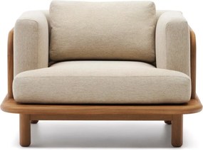 Bézs-natúr színű tömörfa kerti fotel Turqueta – Kave Home