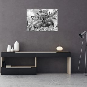Üveg kép - Flamingók graffiti (70x50 cm)