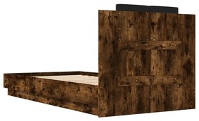 füstös tölgy színű szövet ágykeret fejtámlával 75x190 cm