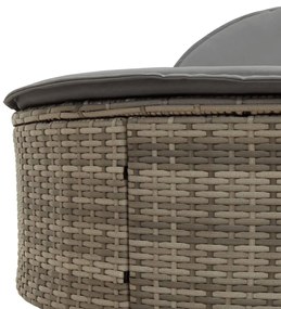 szürke polyrattan dupla napozóágy párnával
