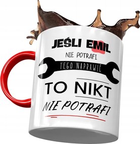 Piros bögre Emil Kollégának Ajándék Nyomtatott Fotóval