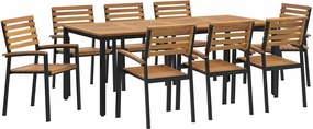 vidaXL Kert étkező szett 9 pcs Fekete Tömör Akácfa