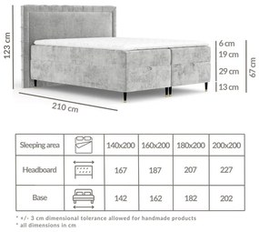 Sötétkék ágyneműtartós boxspring ágy 160x200 cm Voyage – Maison de Rêve