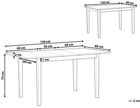 Természetes Fa És Fehér Bővíthető Étkezőasztal 120/150 x 80 cm HOUSTON Beliani