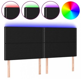 fekete szövet LED-es fejtámla 160x5x118/128 cm