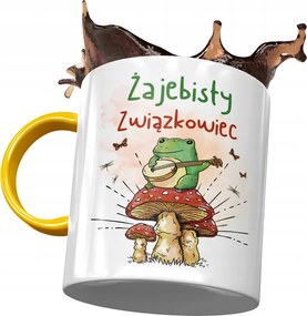 Sárga Bögre Szakszervezeti Békás Szakszervezeti Nyomtatott Fotóval