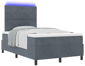 Boxspring Ágy Mattal és LED-del Sötét Szürke 120x190 cm Bársony