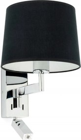 Faro Artis fali lámpa króm/fekete olvasólámpával, E27, Led