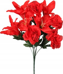 Csokor 12 Piros Rózsa Liliom 56CM Kompozíció Dekoráció Művirágok