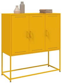 mustársárga acél magasszekrény 100,5 x 39 x 107 cm